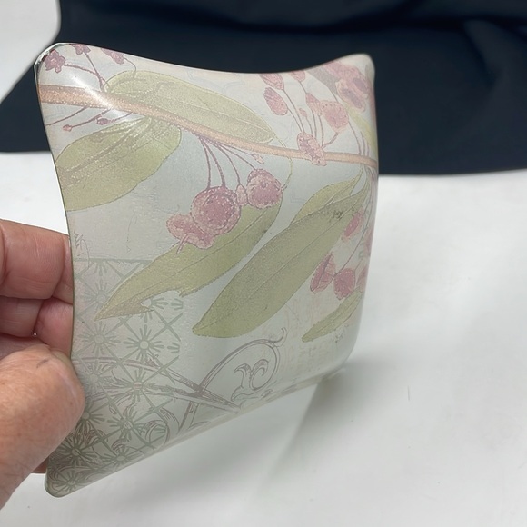 PARIS Postale Correspondance Art Glass Butterfly Floral Bowl - Picture 5 of 5